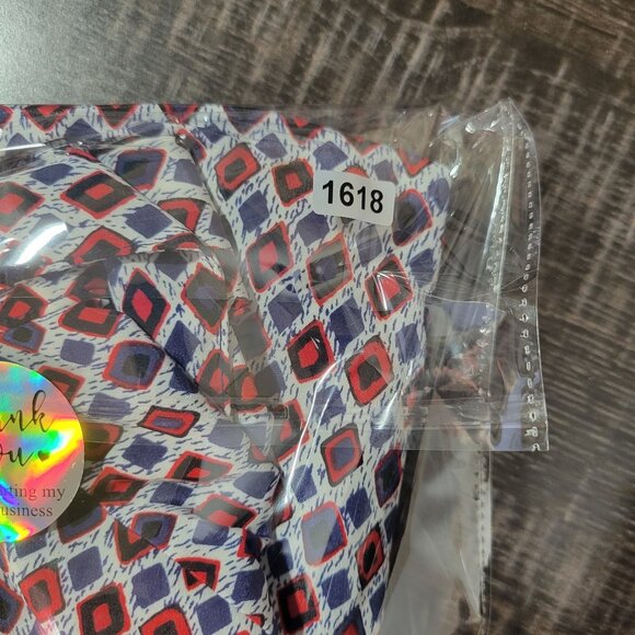 Joan Leslie‎ Petite Womens Button Up Shirt 16P Red Blue Geometric Print Top - Picture 10 of 10